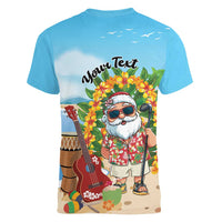 Personalized Hawaii Golf Christmas Women V-Neck T-Shirt Mele Kalikimaka Funny Golfer Santa LT01 - Polynesian Pride