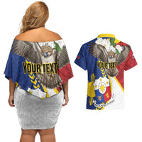 Personalized Philippines Couples Matching Off Shoulder Short Dress and Hawaiian Shirt Filipino Araw ng Kalayaan LT01 - Polynesian Pride
