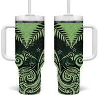 New Zealand Tumbler With Handle Aotearoa Maori Kiwi Green Fern LT01 One Size: 40 oz Green - Polynesian Pride