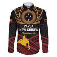 Papua New Guinea Bird of Paradise Family Matching Long Sleeve Bodycon Dress and Hawaiian Shirt 16 September 1975 Independence Day Anniversary LT01 Dad's Shirt - Long Sleeve Black - Polynesian Pride