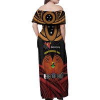 Papua New Guinea Bird of Paradise Family Matching Off Shoulder Maxi Dress and Hawaiian Shirt 16 September 1975 Independence Day Anniversary LT01 - Polynesian Pride