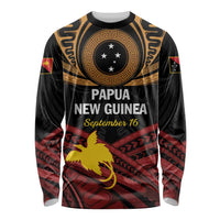 Papua New Guinea Bird of Paradise Long Sleeve Shirt 16 September 1975 Independence Day Anniversary LT01 Unisex Black - Polynesian Pride