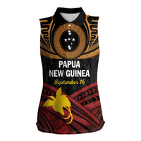 Papua New Guinea Bird of Paradise Women Sleeveless Polo Shirt 16 September 1975 Independence Day Anniversary LT01 Female Black - Polynesian Pride