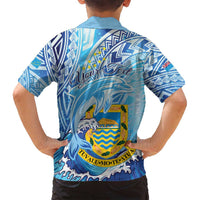 Tuvalu mo te Atua Family Matching Long Sleeve Bodycon Dress and Hawaiian Shirt Tuvalu Dolphin Polynesian Pattern LT01 - Polynesian Pride
