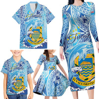 Tuvalu mo te Atua Family Matching Long Sleeve Bodycon Dress and Hawaiian Shirt Tuvalu Dolphin Polynesian Pattern LT01 - Polynesian Pride