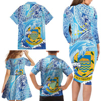 Tuvalu mo te Atua Family Matching Long Sleeve Bodycon Dress and Hawaiian Shirt Tuvalu Dolphin Polynesian Pattern LT01 - Polynesian Pride