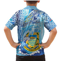 Tuvalu mo te Atua Family Matching Mermaid Dress and Hawaiian Shirt Tuvalu Dolphin Polynesian Pattern LT01 - Polynesian Pride