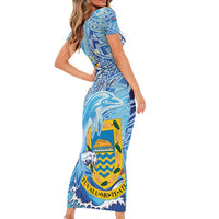 Tuvalu mo te Atua Family Matching Short Sleeve Bodycon Dress and Hawaiian Shirt Tuvalu Dolphin Polynesian Pattern LT01 - Polynesian Pride