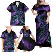 In September We Wear Teal And Purple Family Matching Off Shoulder Maxi Dress and Hawaiian Shirt Magic Ribbon Semicolon LT01 - Polynesian Pride