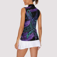 In September We Wear Teal And Purple Women Sleeveless Polo Shirt Magic Ribbon Semicolon LT01 - Polynesian Pride