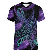 In September We Wear Teal And Purple Women V-Neck T-Shirt Magic Ribbon Semicolon LT01 Female Purple - Polynesian Pride