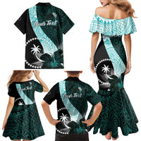 Chuuk Constitution Day Family Matching Mermaid Dress and Hawaiian Shirt Hibiscus Turquoise Pattern LT01 - Polynesian Pride