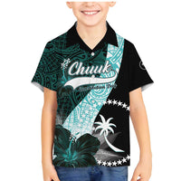 Chuuk Constitution Day Family Matching Mermaid Dress and Hawaiian Shirt Hibiscus Turquoise Pattern LT01 Son's Shirt Turquoise - Polynesian Pride