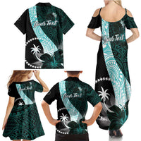 Chuuk Constitution Day Family Matching Summer Maxi Dress and Hawaiian Shirt Hibiscus Turquoise Pattern LT01 - Polynesian Pride