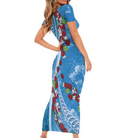 Fiji Tagimaucia Floral Family Matching Short Sleeve Bodycon Dress and Hawaiian Shirt Tapa Pattern LT01 - Polynesian Pride