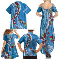 Fiji Tagimaucia Floral Family Matching Summer Maxi Dress and Hawaiian Shirt Tapa Pattern LT01 - Polynesian Pride
