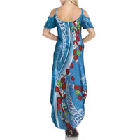 Fiji Tagimaucia Floral Family Matching Summer Maxi Dress and Hawaiian Shirt Tapa Pattern LT01 - Polynesian Pride