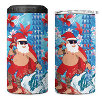 Hawaii Christmas 4 in 1 Can Cooler Tumbler Santa Claus Surfing Kakau Tropical Style LT01 One Size: 16 oz Blue - Polynesian Pride