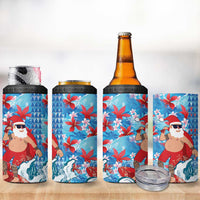 Hawaii Christmas 4 in 1 Can Cooler Tumbler Santa Claus Surfing Kakau Tropical Style LT01 - Polynesian Pride