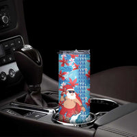 Hawaii Christmas Skinny Tumbler Santa Claus Surfing Kakau Tropical Style LT01 - Polynesian Pride