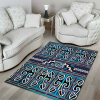 Maori Matariki Area Rug Blue Galaxy Aesthetic Koru Art