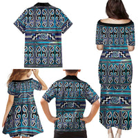 Maori Matariki Family Matching Puletasi and Hawaiian Shirt Blue Galaxy Aesthetic Koru Art LT01 - Polynesian Pride