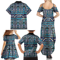 Maori Matariki Family Matching Summer Maxi Dress and Hawaiian Shirt Blue Galaxy Aesthetic Koru Art LT01 - Polynesian Pride