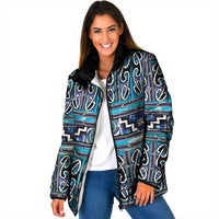 Maori Matariki Padded Jacket Blue Galaxy Aesthetic Koru Art