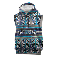 Maori Matariki Sleeveless Hoodie Blue Galaxy Aesthetic Koru Art