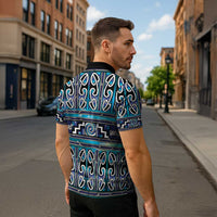 Maori Matariki Zipper Polo Shirt Blue Galaxy Aesthetic Koru Art