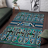 Maori Matariki Area Rug Green Galaxy Aesthetic Koru Art