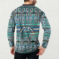 Maori Matariki Button Sweatshirt Green Galaxy Aesthetic Koru Art