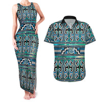 Maori Matariki Couples Matching Tank Maxi Dress and Hawaiian Shirt Green Galaxy Aesthetic Koru Art LT01 Green - Polynesian Pride