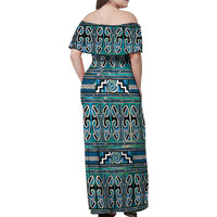Maori Matariki Family Matching Off Shoulder Maxi Dress and Hawaiian Shirt Green Galaxy Aesthetic Koru Art LT01 - Polynesian Pride