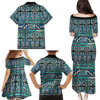 Maori Matariki Family Matching Puletasi and Hawaiian Shirt Green Galaxy Aesthetic Koru Art LT01 - Polynesian Pride