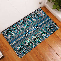 Maori Matariki Rubber Doormat Green Galaxy Aesthetic Koru Art