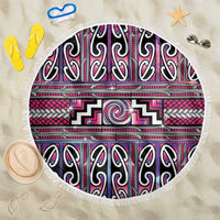 Maori Matariki Beach Blanket Pink Galaxy Aesthetic Koru Art