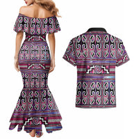 Maori Matariki Couples Matching Mermaid Dress and Hawaiian Shirt Pink Galaxy Aesthetic Koru Art LT01 - Polynesian Pride
