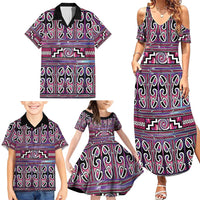 Maori Matariki Family Matching Summer Maxi Dress and Hawaiian Shirt Pink Galaxy Aesthetic Koru Art LT01 - Polynesian Pride