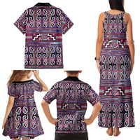 Maori Matariki Family Matching Tank Maxi Dress and Hawaiian Shirt Pink Galaxy Aesthetic Koru Art LT01 - Polynesian Pride