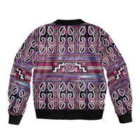 Maori Matariki Sleeve Zip Bomber Jacket Pink Galaxy Aesthetic Koru Art