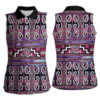 Maori Matariki Women Sleeveless Polo Shirt Pink Galaxy Aesthetic Koru Art