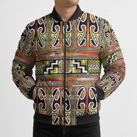 Maori Matariki Bomber Puffer Jacket Yellow Galaxy Aesthetic Koru Art