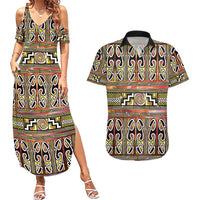 Maori Matariki Couples Matching Summer Maxi Dress and Hawaiian Shirt Yellow Galaxy Aesthetic Koru Art LT01 Yellow - Polynesian Pride