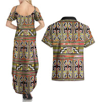 Maori Matariki Couples Matching Summer Maxi Dress and Hawaiian Shirt Yellow Galaxy Aesthetic Koru Art LT01 - Polynesian Pride