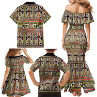 Maori Matariki Family Matching Mermaid Dress and Hawaiian Shirt Yellow Galaxy Aesthetic Koru Art LT01 - Polynesian Pride