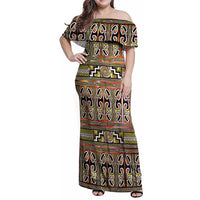 Maori Matariki Family Matching Off Shoulder Maxi Dress and Hawaiian Shirt Yellow Galaxy Aesthetic Koru Art LT01 Mom's Dress Yellow - Polynesian Pride