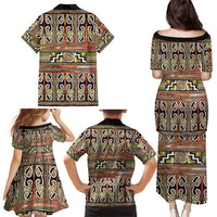 Maori Matariki Family Matching Puletasi and Hawaiian Shirt Yellow Galaxy Aesthetic Koru Art LT01 - Polynesian Pride