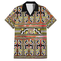 Maori Matariki Family Matching Summer Maxi Dress and Hawaiian Shirt Yellow Galaxy Aesthetic Koru Art LT01 Dad's Shirt - Short Sleeve Yellow - Polynesian Pride