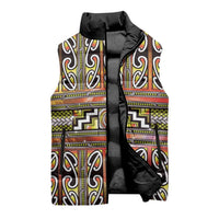Maori Matariki Sleeveless Puffer Jacket Yellow Galaxy Aesthetic Koru Art
